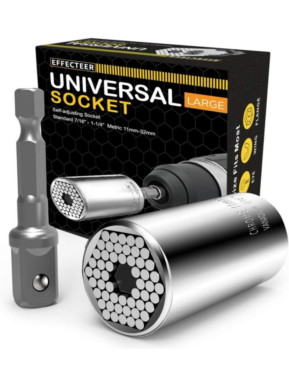 Versatile Self-Adjusting Universal Socket Tool for Wrench & Drill, Gifts for DIY